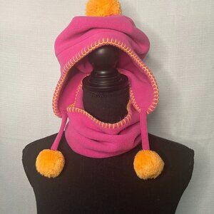 Kids Cute Pom Pom Winter Beanie Hat and neck Scarf Set Girls - 0248